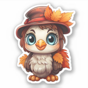 herfst herfst laat Thanksgiving Schattige turkije Sticker