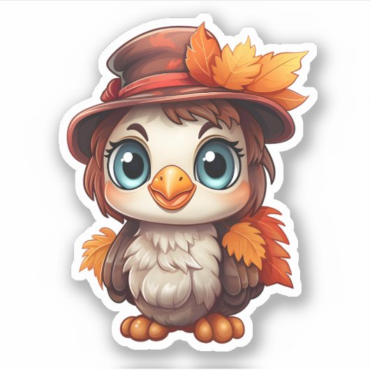 herfst herfst laat Thanksgiving Schattige turkije Sticker (Voorkant)