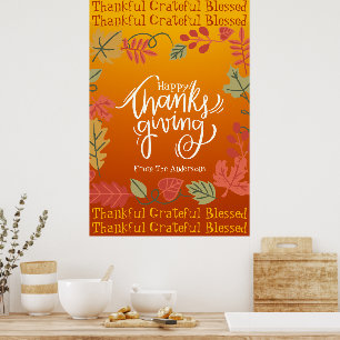 Herfst herfst laat typografie blij Thanksgiving Poster