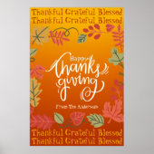 Herfst herfst laat typografie blij Thanksgiving Poster (Voorkant)