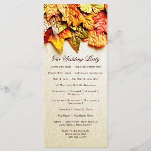 Herfst herfst laat verticale weddenschappen over programmakaart (Achterkant)