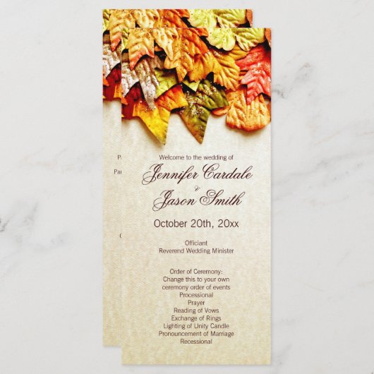 Herfst herfst laat verticale weddenschappen over programmakaart (Voorkant / Achterkant)