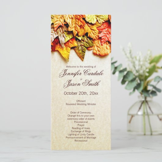 Herfst herfst laat verticale weddenschappen over programmakaart (Staand voorkant)