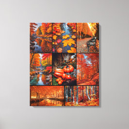Herfst Herfst Landschap Foto Collage Art Canvas Afdruk