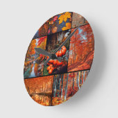 Herfst Herfst Landschap Foto Collage Art Ronde Klok (Hoek)
