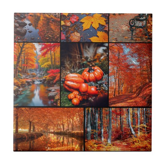Herfst Herfst Landschap Foto Collage Art Tegeltje (Voorkant)