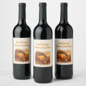 Herfst Herfst Landschap Pompoen Wijn Etiket (Flessen)