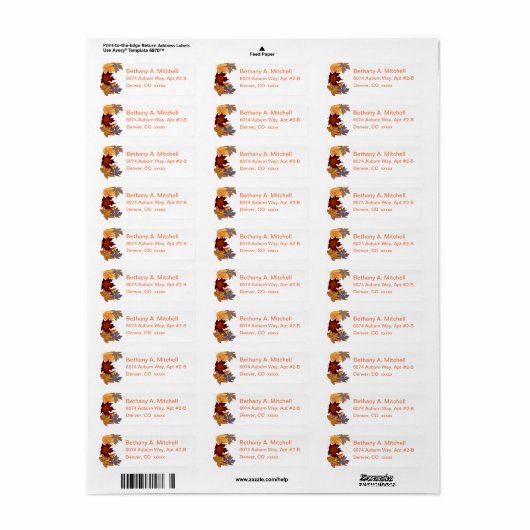 Herfst Herfst Leaf Adresetiketten Etiket (Full Sheet)