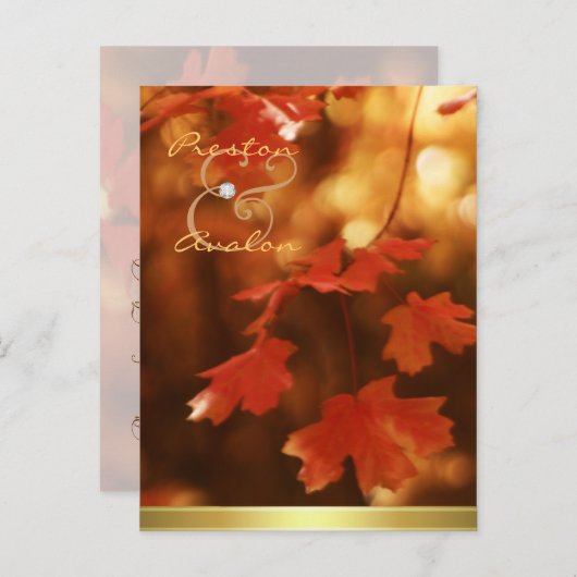 Herfst Herfst Leaf Save the Date Briefkaart (Voorkant / Achterkant)