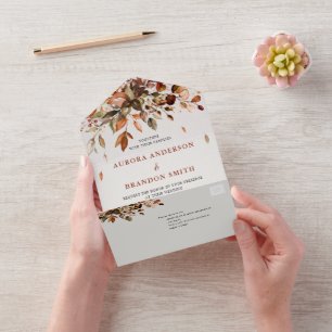 Herfst herfst leest roestrijk land boho Wedding All In One Uitnodiging