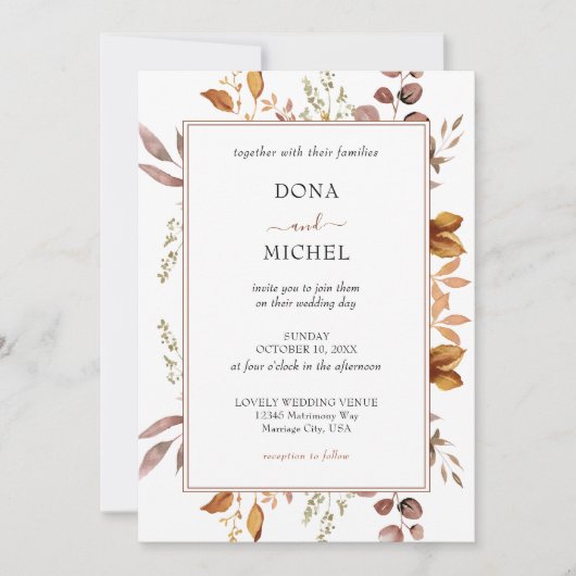 Herfst herfst leest roestrijk land boho Wedding Kaart (Voorkant)