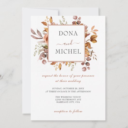 Herfst herfst leest roestrijk land boho Wedding Kaart (Voorkant)