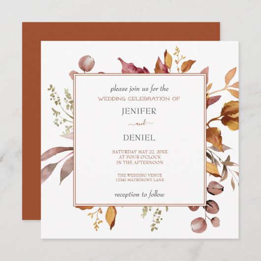 Herfst herfst leest roestrijk land boho Wedding Kaart (Voorkant / Achterkant)