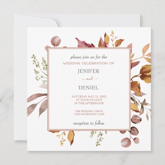 Herfst herfst leest roestrijk land boho Wedding Kaart (Voorkant)