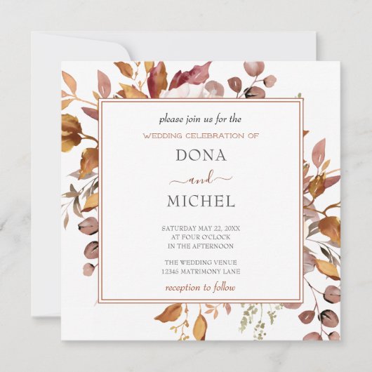 Herfst herfst leest roestrijk land boho Wedding Kaart (Voorkant)