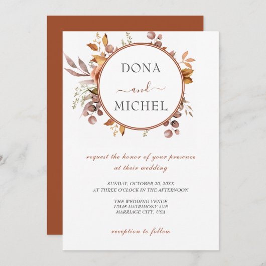 Herfst herfst leest roestrijk land boho Wedding Kaart (Voorkant / Achterkant)