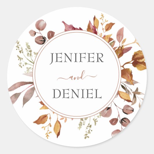 Herfst herfst leest roestrijk land boho Wedding Ronde Sticker (Voorkant)