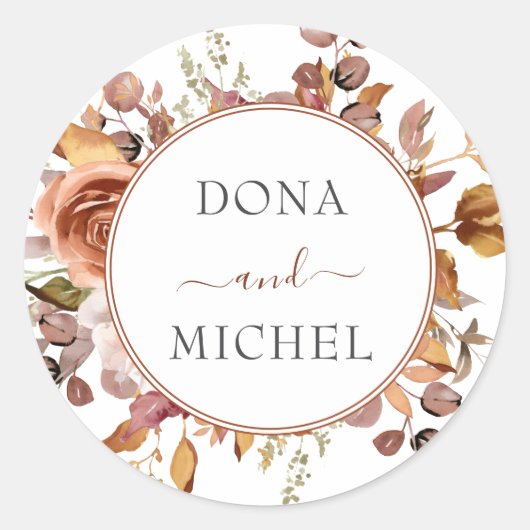 Herfst herfst leest roestrijk land boho Wedding Ronde Sticker (Voorkant)