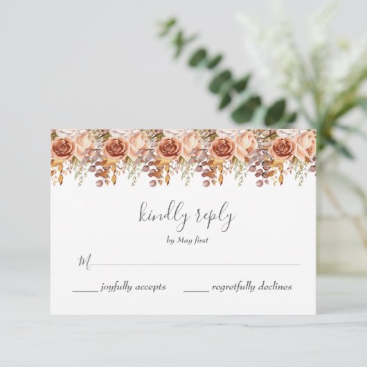 Herfst herfst leest roestrijk land boho Wedding RSVP Kaartje (Staand voorkant)