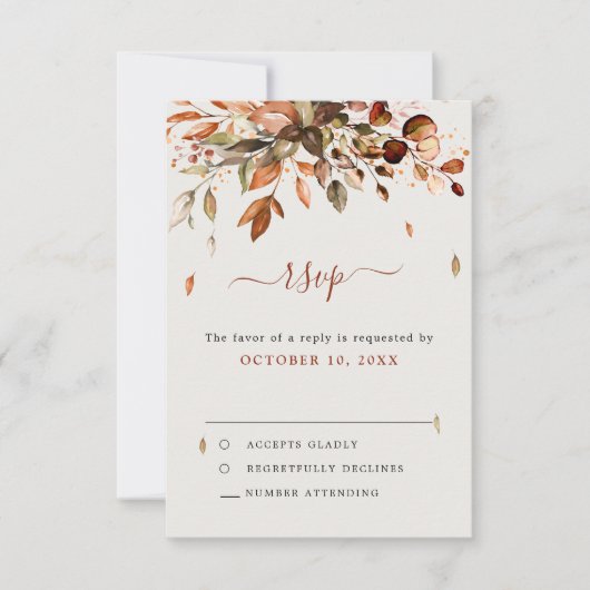 Herfst herfst leest roestrijk land boho Wedding RSVP Kaartje (Voorkant)