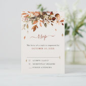 Herfst herfst leest roestrijk land boho Wedding RSVP Kaartje (Staand voorkant)