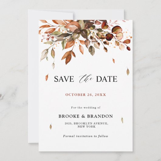 Herfst herfst leest roestrijk land boho Wedding Sa Save The Date (Voorkant)