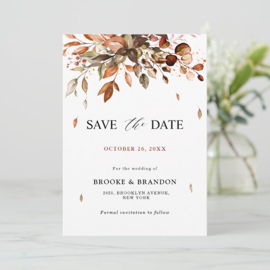 Herfst herfst leest roestrijk land boho Wedding Sa Save The Date (Staand voorkant)