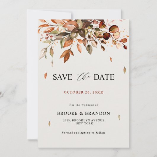 Herfst herfst leest roestrijk land boho Wedding Save The Date (Voorkant)