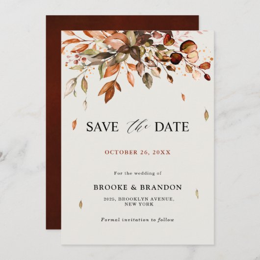 Herfst herfst leest roestrijk land boho Wedding Save The Date (Voorkant / Achterkant)