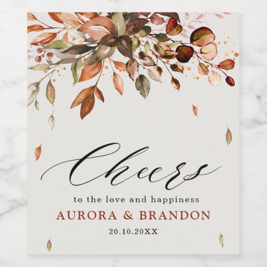 Herfst herfst leest roestrijk land boho Wedding Wijn Etiket (Enkel label)