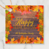 Herfst herfst lekt op Barn Wood Happy Thanksgiving Bedankjes Labels (Voorkant)