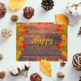 Herfst herfst lekt op Barn Wood Happy Thanksgiving Briefkaart