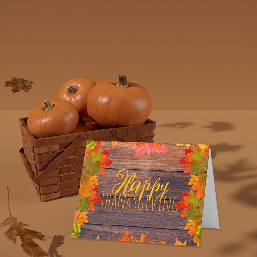 Herfst herfst lekt op Barn Wood Happy Thanksgiving Kaart