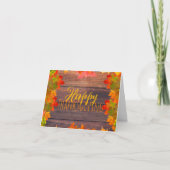 Herfst herfst lekt op Barn Wood Happy Thanksgiving Kaart (Voorkant)