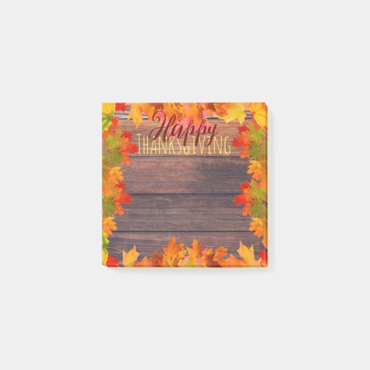 Herfst herfst lekt op Barn Wood Happy Thanksgiving Post-it® Notes (Voorkant)