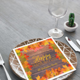 Herfst herfst lekt op Barn Wood Happy Thanksgiving Servet