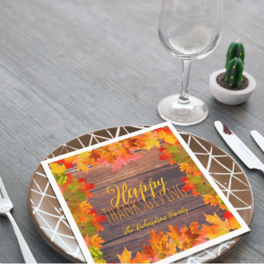 Herfst herfst lekt op Barn Wood Happy Thanksgiving Servet