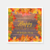 Herfst herfst lekt op Barn Wood Happy Thanksgiving Servet (Voorkant)