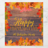 Herfst herfst lekt op Barn Wood Happy Thanksgiving Wijn Etiket (Enkel label)