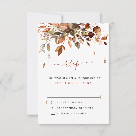 Herfst herfst leveert roestrijk land Boho Wedding  RSVP Kaartje (Voorkant)