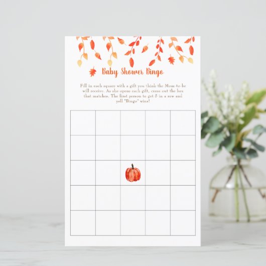 Herfst herfst Little Pumpkin Baby shower Bingo Gam (Staand voorkant)