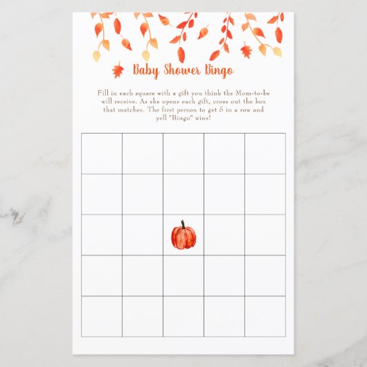 Herfst herfst Little Pumpkin Baby shower Bingo Gam (Voorkant)