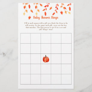 Herfst herfst Little Pumpkin Baby shower Bingo Gam Flyer