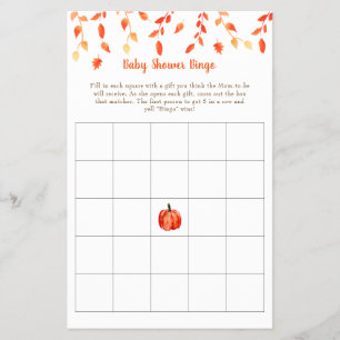 Herfst herfst Little Pumpkin Baby shower Bingo Gam Flyer