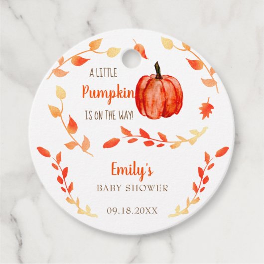 Herfst herfst Little Pumpkin Baby shower Leaves Bedankjes Labels (Voorkant)