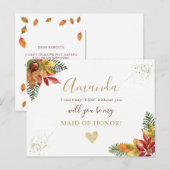 Herfst Herfst Maid of Honor Bridesmaid voorstel Uitnodiging Briefkaart (Voorkant / Achterkant)