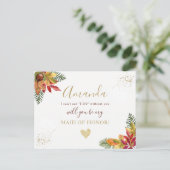 Herfst Herfst Maid of Honor Bridesmaid voorstel Uitnodiging Briefkaart (Staand voorkant)
