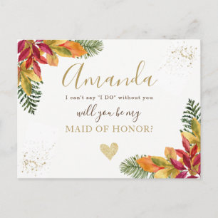 Herfst herfst Maid of Honor Bridesmaid voorstel Uitnodiging Briefkaart