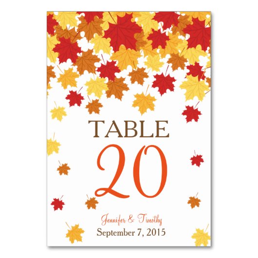 Herfst herfst maple Leaf Wedding Table Card Kaart (Voorkant)