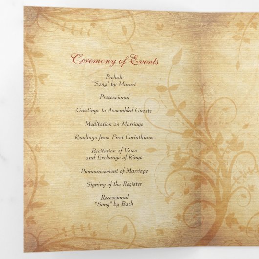 Herfst Herfst Maples Leaves Bruiloft Tri-Fold Prog Drieluik Programma (Binnenzijde eerst)